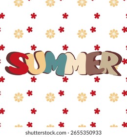  Palabra de verano con fondo de flores Ilustración vectorial arte decoración diseño Anuncio hermoso