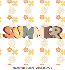  Summer word with flower background vector illustration art decor design banner beautiful