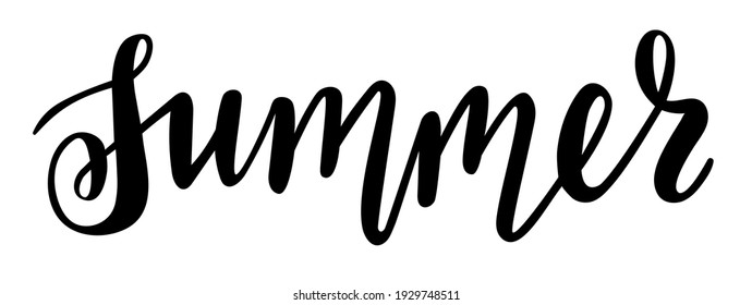 Summer word hand drawn lettering in trendy style. Vector phrases elements for planner, cards, banners, posters, mug, scrapbooking, pillow case, wall decor, phone cases and clothes design. 