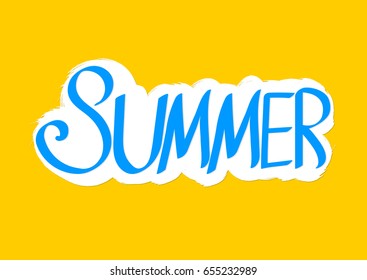 Summer, word sticker, poster design template, vector illustration