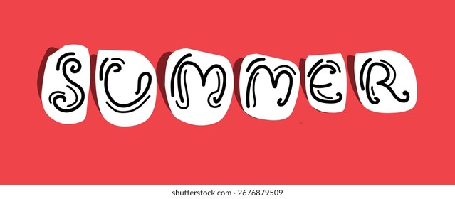 Sommerwort Typografie Element Design auf Scheibe Papier geschnitten
