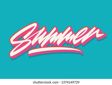 Summer word vector lettering logo element