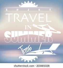 Summer Words on Blurred Background