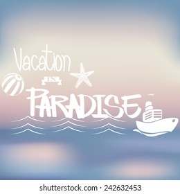Summer Words on Blurred Background Vector