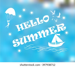 Summer Words on Blurred Background