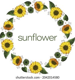La corona de verano está formada por girasoles. Gráficos vectoriales