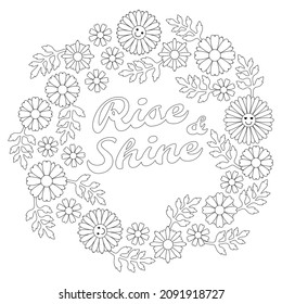 Summer wreath of flowers coloring page