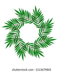 Summer wreath with green leaf