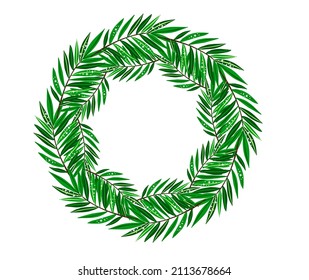 Summer wreath with tropical leaf
