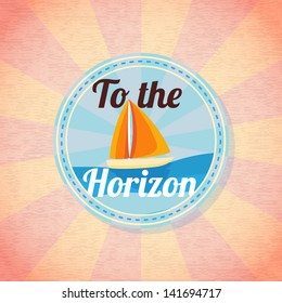 Summer yacht sailing retro background. Vector