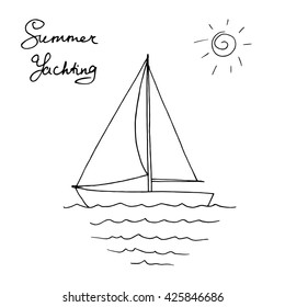 Summer yachting - sailing boat, waves and sun
