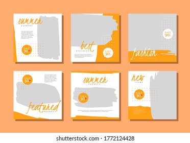 Summer Yellow Brush Fashion Sale Banner Social Media Puzzle Feed Post  Design Template