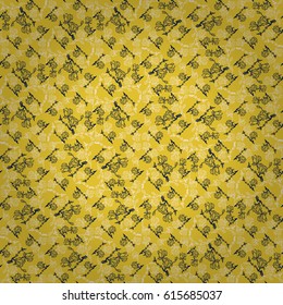 Summer yellow geometric seamless pattern in magnolia motif style. Vector background. Retro texture. Bright, graphical design for wallpaper, curtain, textile or other purpose.