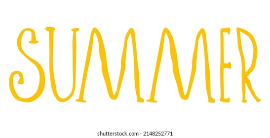 Summer yellow hand lettering vector illustration element.