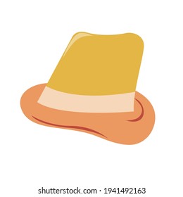 Summer yellow hat. Isolated summer subject on a white background. Accessory for tourism.