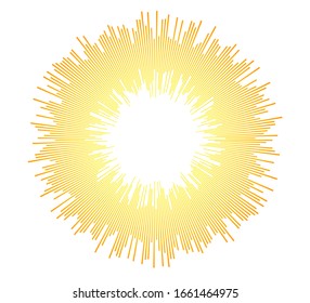 Sommergelber orangefarbener Hintergrund mit Sonnenstrahlen platzte. Heiß mit Platz für Ihre Nachricht. Vektorillustration-Illustration EPS10 für Design-Präsentation / Broschüre-Layout-Seite / Cover-Buch oder Magazin