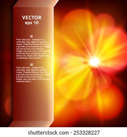 Summer yellow red background with rays sun light. Hot with space for your message. Vector illustration EPS 10 for design presentation, brochure layout page, cover book or magazine