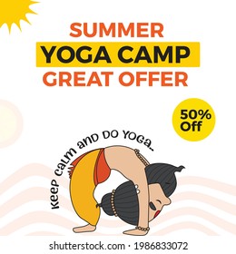 Summer yoga camp great offer banner design.