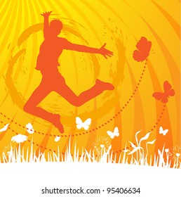 Summer, young man jumps