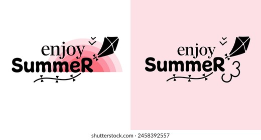 Summer,Atmospheric Mood,Hand Lettering,Hello Summer - Saying,Greeting Card, banner, poster.
