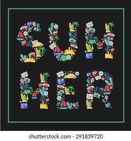 Summer.Flat illustration typography,print, t-shirt graphics, vectors