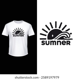 Summer-Inspired T-Shirt Design - Minimalist Sun Wave Logo