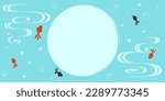 Summer-like background with goldfish and flowing water pattern. 
 Vector illustration.
