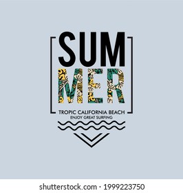 Summer,Los Angeles, California typography for t-shirt print , vector illustration