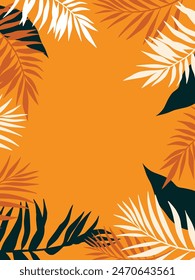 Summer.Palm leafs, beach trees. Set of vector illustrations. Abstract vector background patterns. Perfect background for posters, cover art, flyer, banner. Summer time and sale image for social media