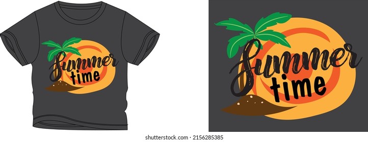 summers time t-shirt design background color is a gray and t-shirt color is a gray beautiful color and beautiful design