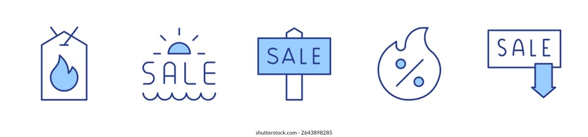summersale, sales, sale, hotsale. Sales Icon vector illustration. Line Duotone style. Editable stroke.
