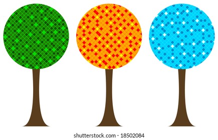 Summer/spring, autumn and winter trees