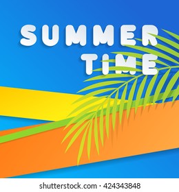 Summertime abstract background. Advertisement for vacation. Can be used as front picture on brochure, vector illustration, can be used to promote summer activity gears.