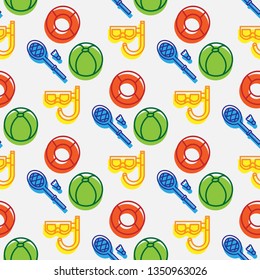 Summertime activity vector seamless pattern