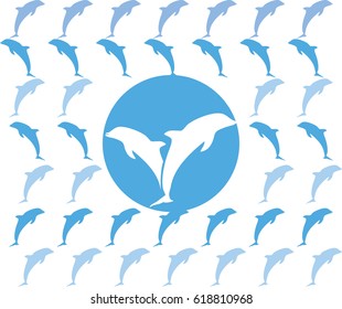 summertime background with dolphins