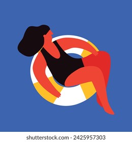 Summertime background with people, vector illustration.