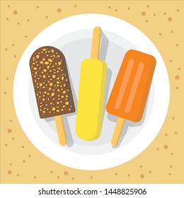 Summertime Beach Popsicles Illustration Vector.