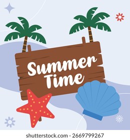 Summertime Beach Sign Vector Illustration