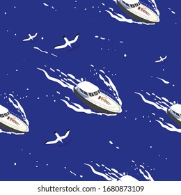 Summertime boat cartoon vector background