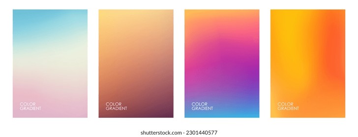 Summertime color gradients. Summer theme backgrounds for brochure covers, posters and flyers. Vector illustration.