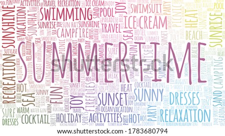 Summertime - colorful word cloud of terms associated with summer holidays