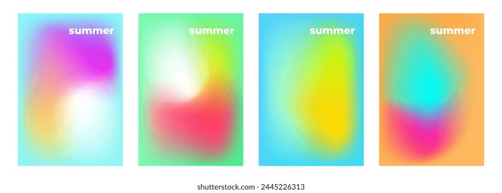 Summertime colors. Blurred backgrounds with bright color gradients for Summer season creative graphic design. Vector illustration.