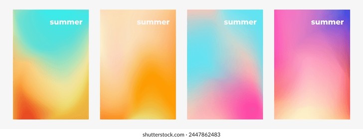 Summertime colors. Blurred backgrounds with bright color gradients for Summer season creative graphic design. Vector illustration.