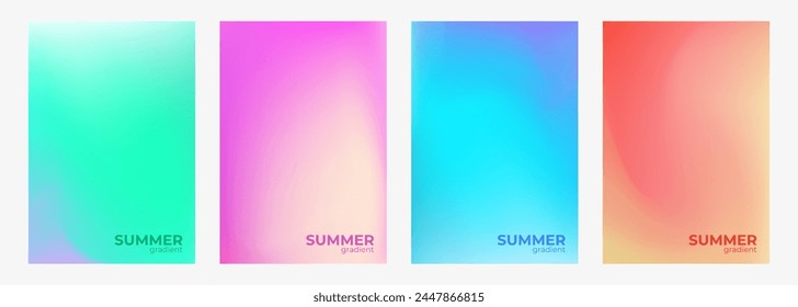 Summertime colors. Blurred backgrounds with bright color gradients for Summer season creative graphic design. Vector illustration.