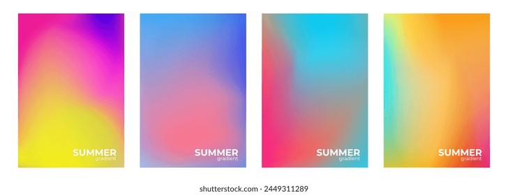 Summertime colors. Blurred backgrounds with bright color gradients for Summer season creative graphic design. Vector illustration.