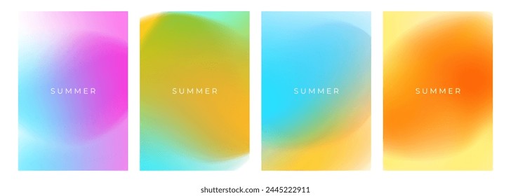Summertime colors. Blurred backgrounds with soft color gradient for Summer season creative graphic design. Vector illustration.