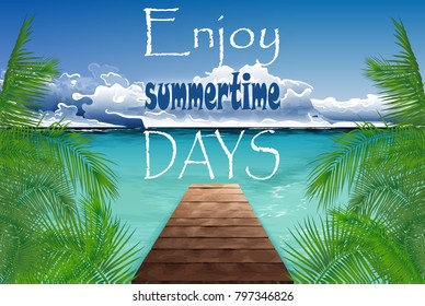Summertime days on the island. Vector illustration. Eps 10