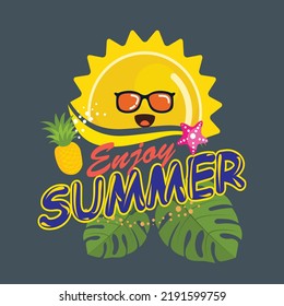 summertime design elements colorful nature symbols stylized sketch