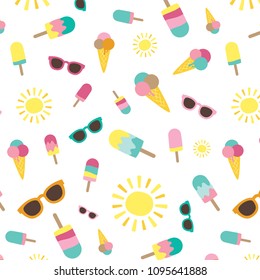 Summertime elements vector pattern