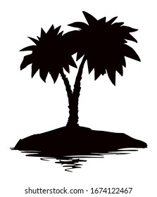 Palm en la playa. Dibujo de vectores